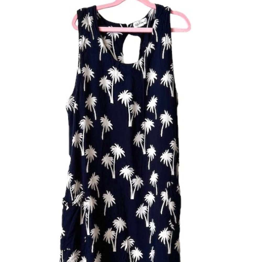 Womens Navy / White Tropical Print Dress Size M